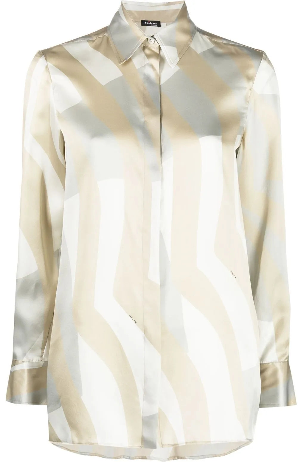 Stripe-Pattern Long-Sleeve Silk Shirt
