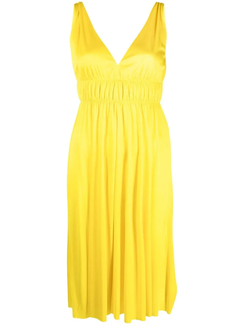 Smocked-Detail V-Neck Dress