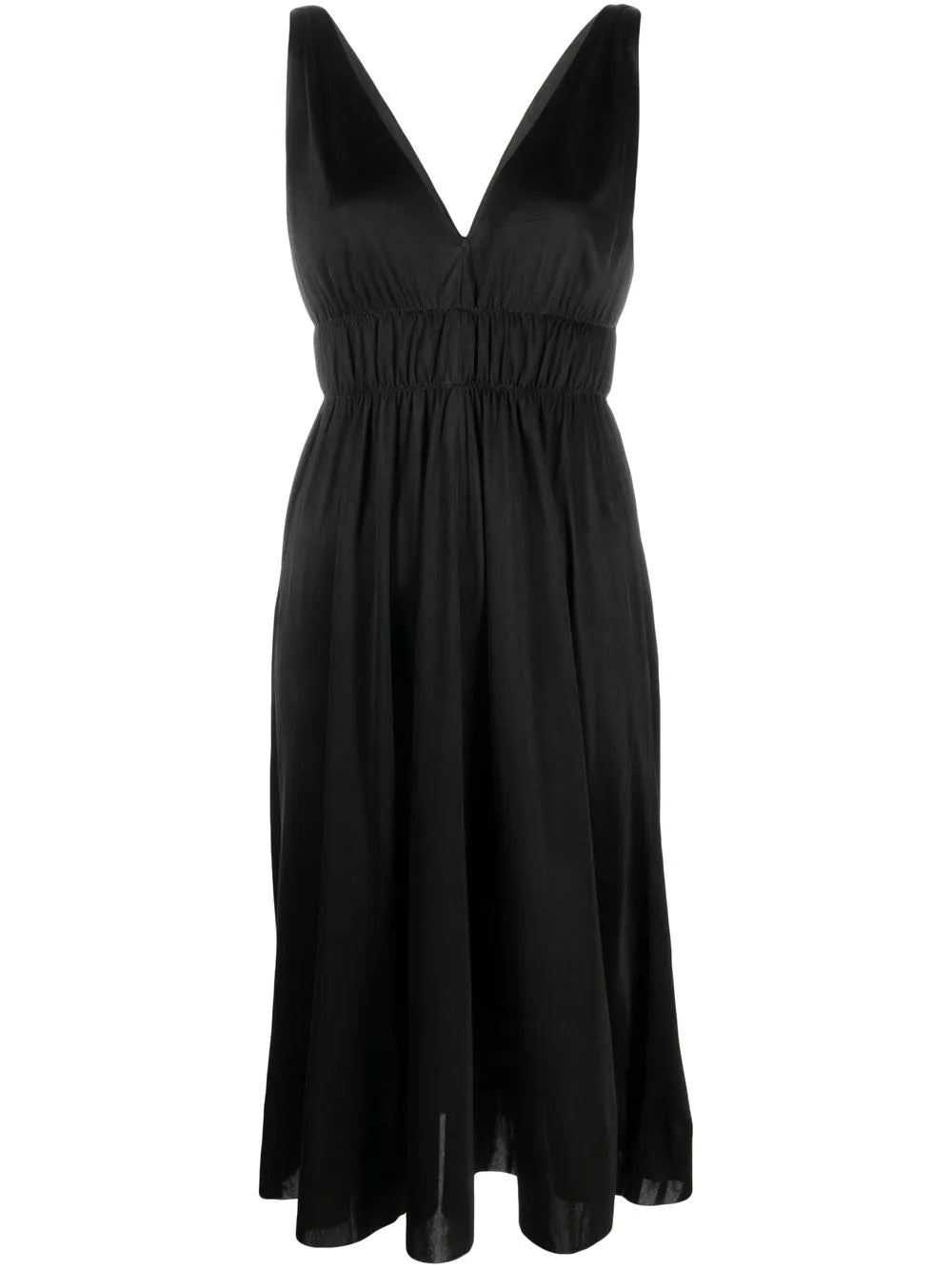 Smocked-Detail V-Neck Dress