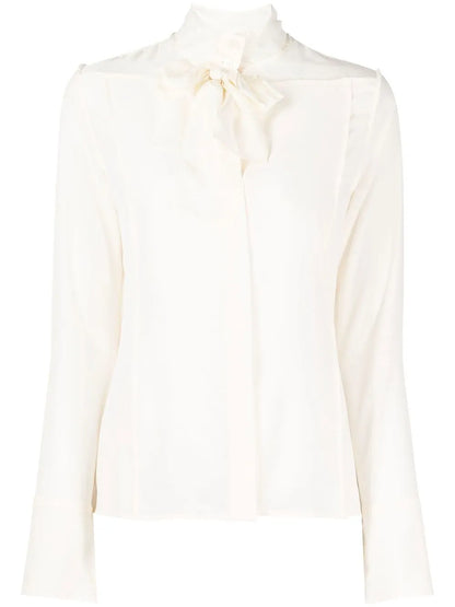 Pussy-Bow Silk Blouse