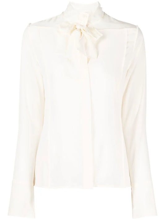 Pussy-Bow Silk Blouse