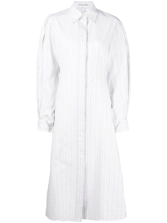 Vertical-Stripe Shirt Dress