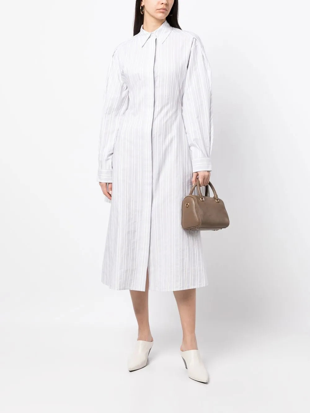 Vertical-Stripe Shirt Dress
