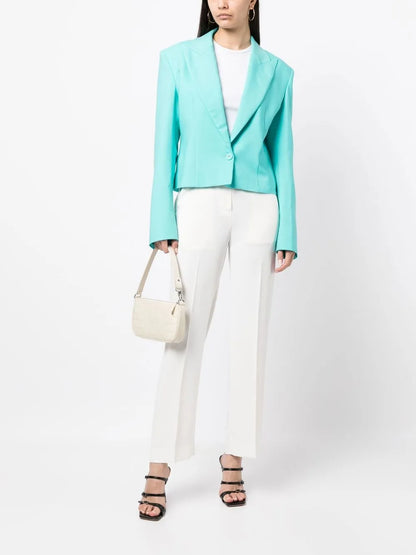 Cropped Padded-Shoulder Blouse