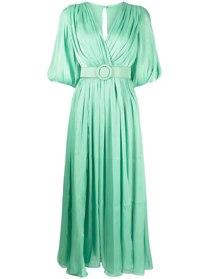 Draped Belted-Waist Dress
