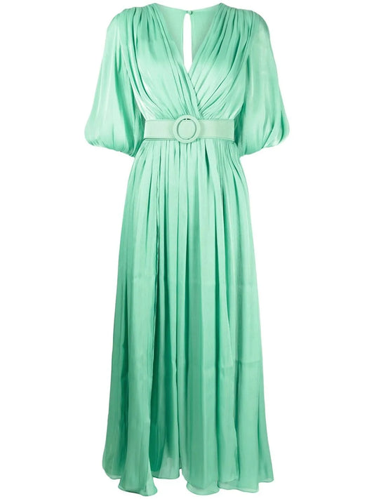 Draped Belted-Waist Dress