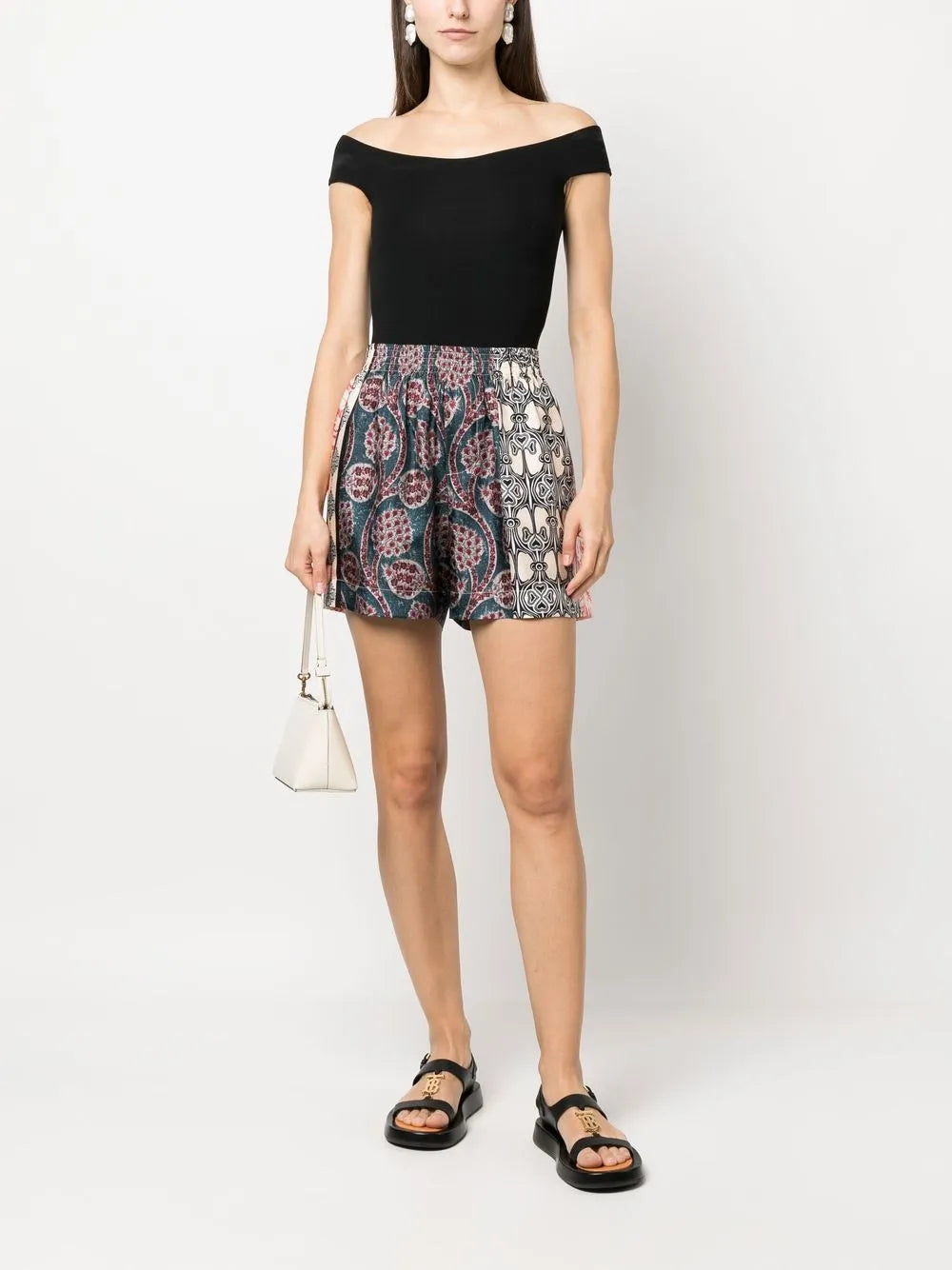 Silk Graphic-Print Shorts