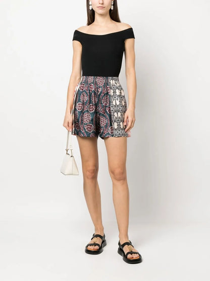 Silk Graphic-Print Shorts