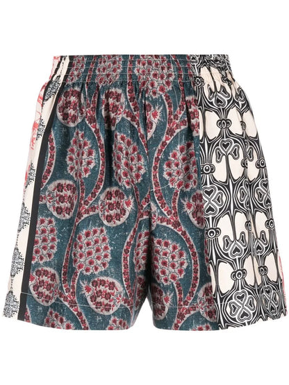 Silk Graphic-Print Shorts