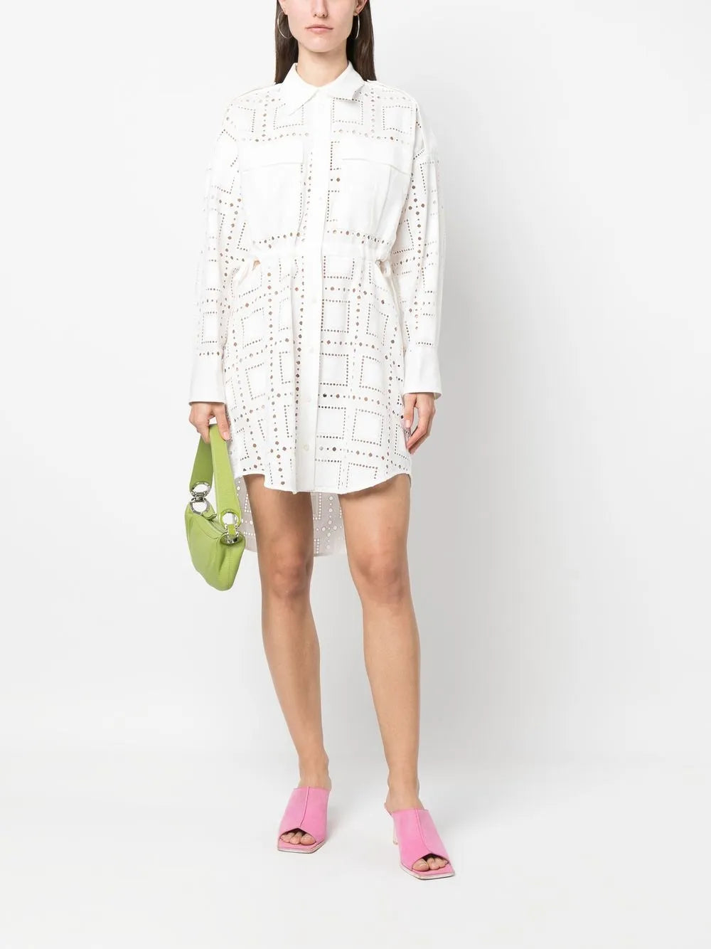 Broderie-Anglaise Cutout Shirt-Dress