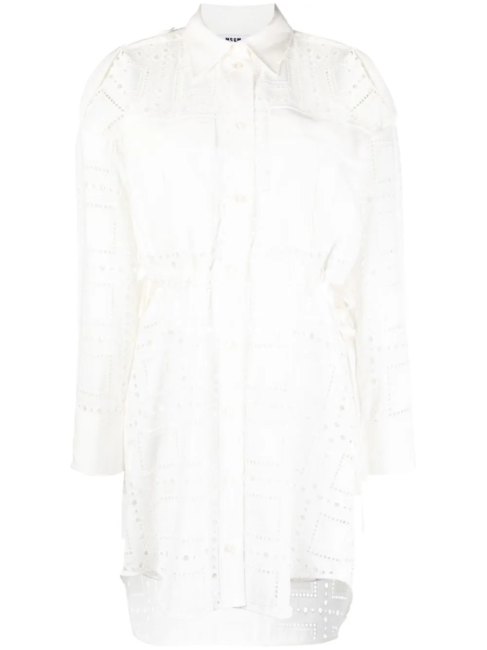 Broderie-Anglaise Cutout Shirt-Dress