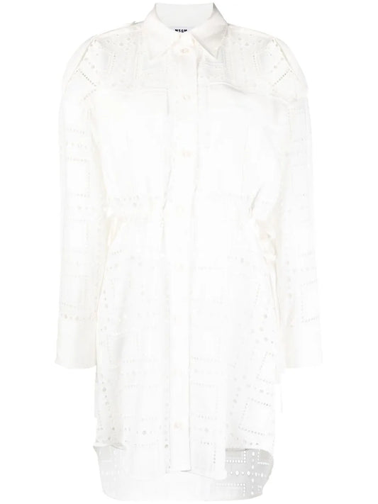 Broderie-Anglaise Cutout Shirt-Dress