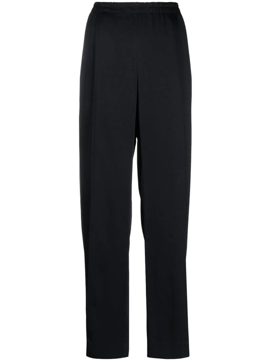 Elasticated-Waist Straight-Leg Trousers