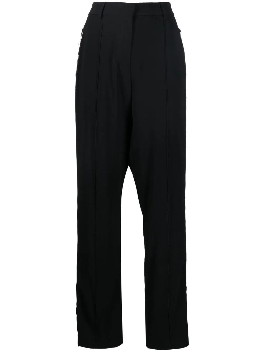 Lace-Up Detail Straight-Leg Trousers