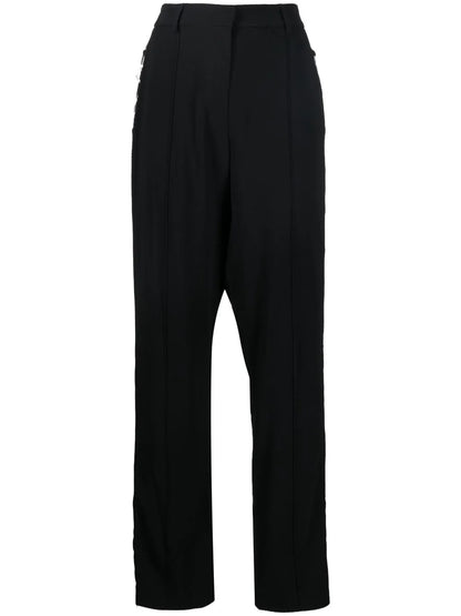 Lace-Up Detail Straight-Leg Trousers