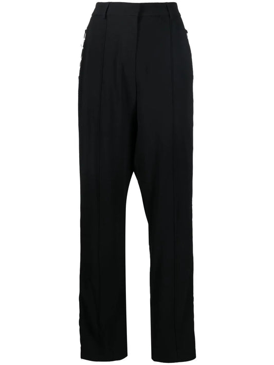 Lace-Up Detail Straight-Leg Trousers