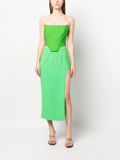 High-Waisted Side-Slit Skirt