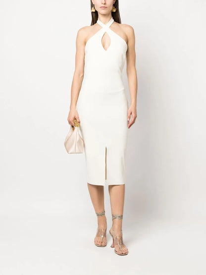 Mansur Halterneck Midi Dress