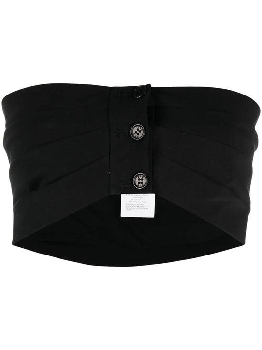 Buttoned Draped Crop Top
