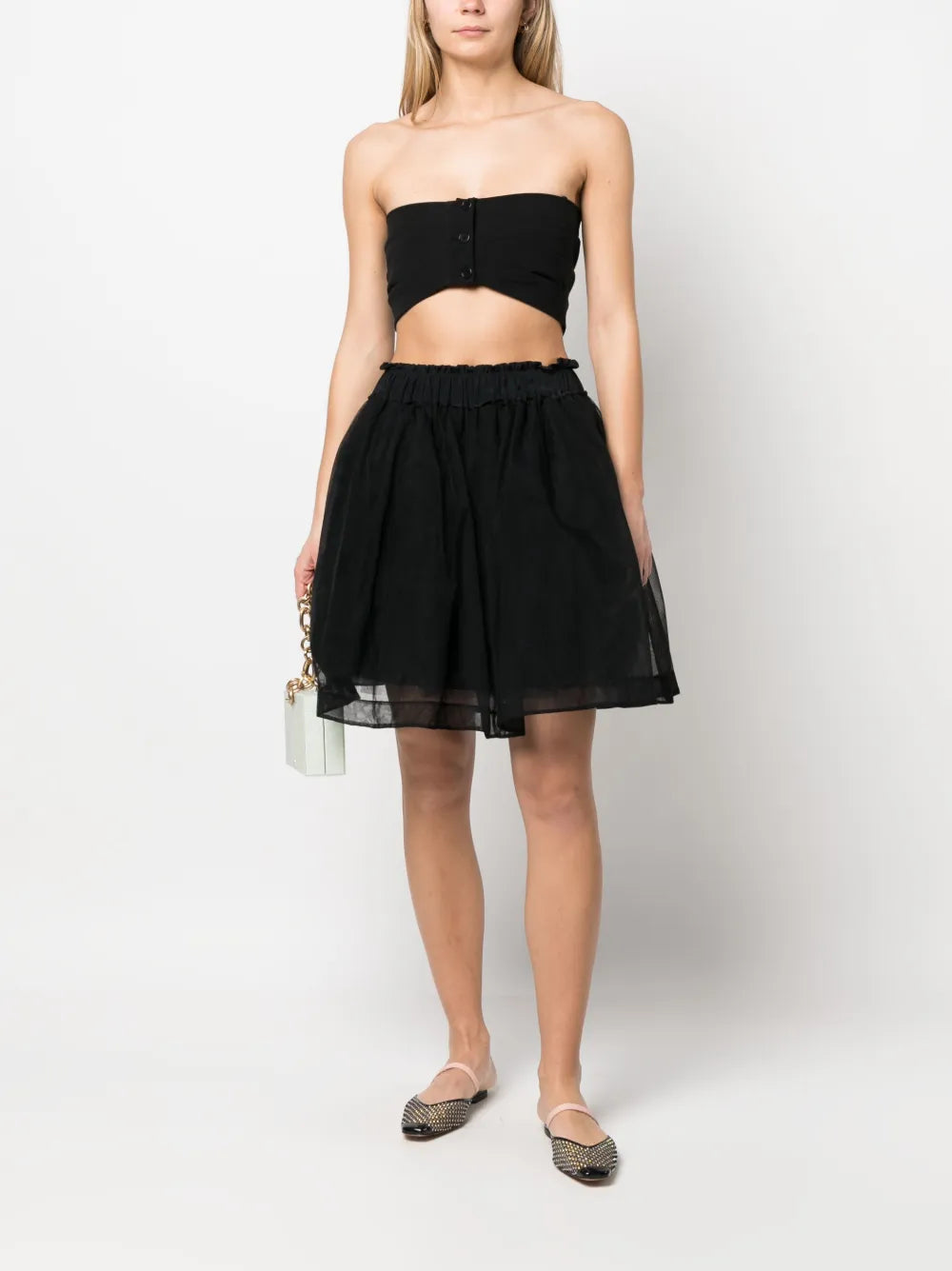 Buttoned Draped Crop Top