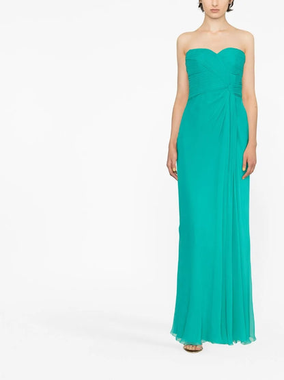 Gathered Strapless Gown