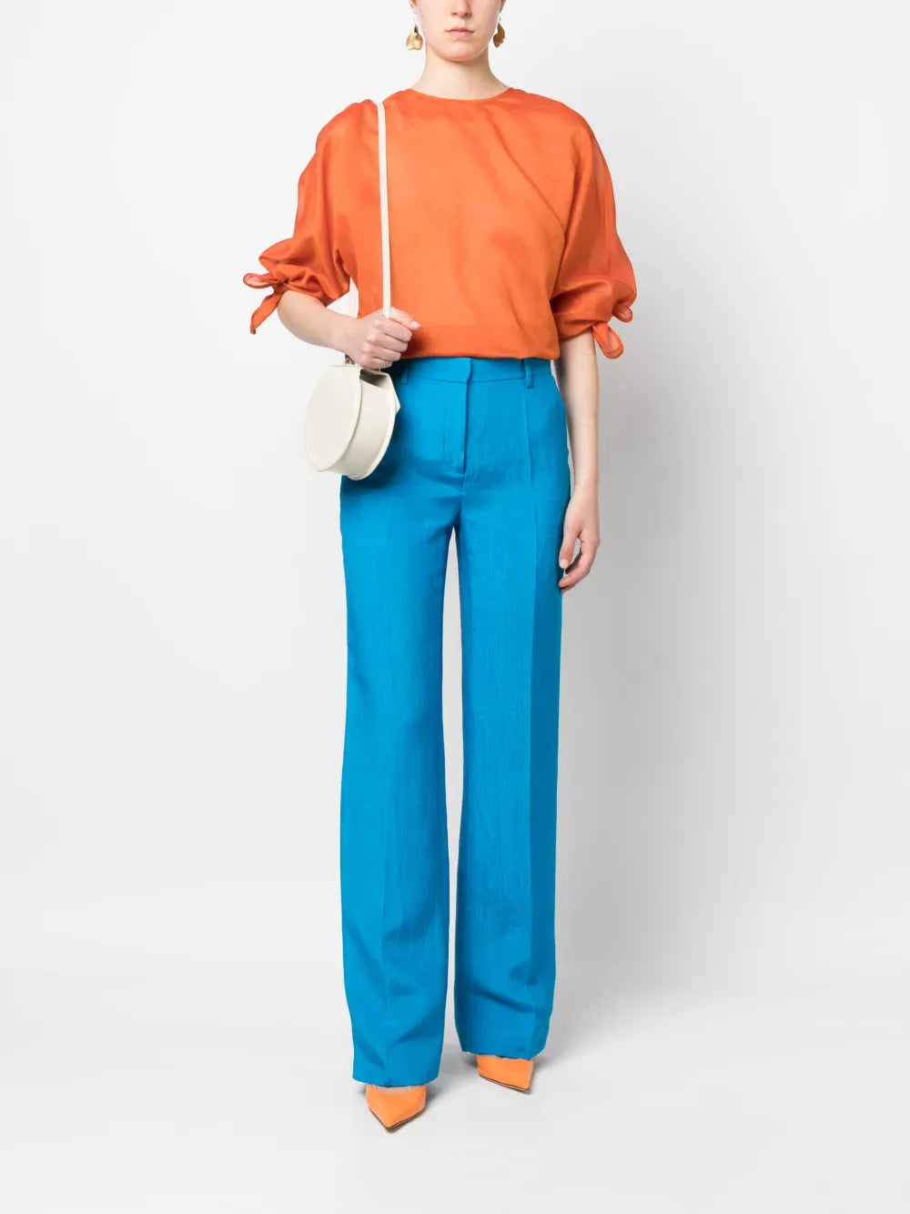 V-Back Long-Sleeve Blouse
