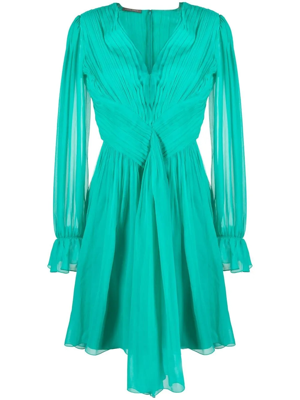 Pleated Long-Sleeve Minidress