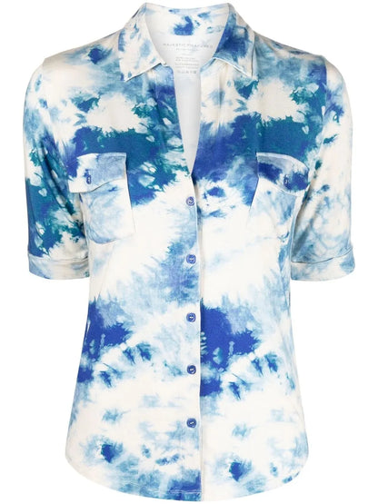Tie Dye-Print Short-Sleeved Shirt