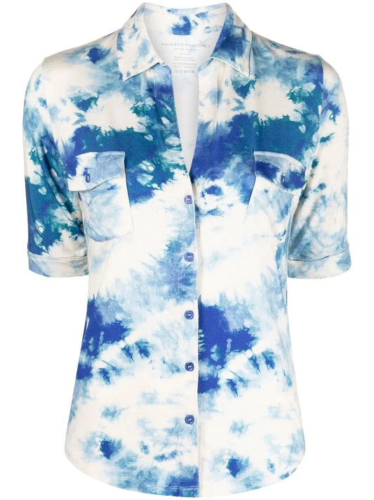 Tie Dye-Print Short-Sleeved Shirt