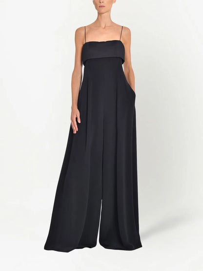 Wide-Leg Silk Bandeau Jumpsuit