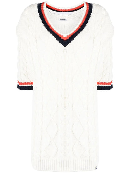 Three-Quarter Sleeve Cable-Knit Top