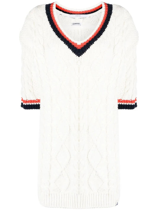 Three-Quarter Sleeve Cable-Knit Top
