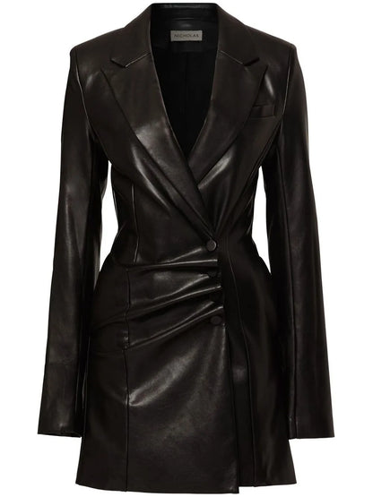 Serene Ruched Faux Leather Dress