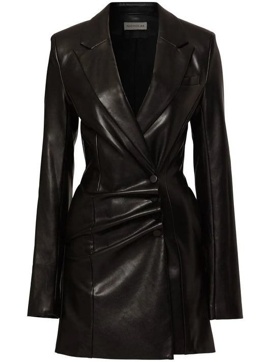Serene Ruched Faux Leather Dress