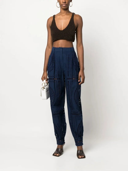 Cut Out-Detail High-Waisted Trousers