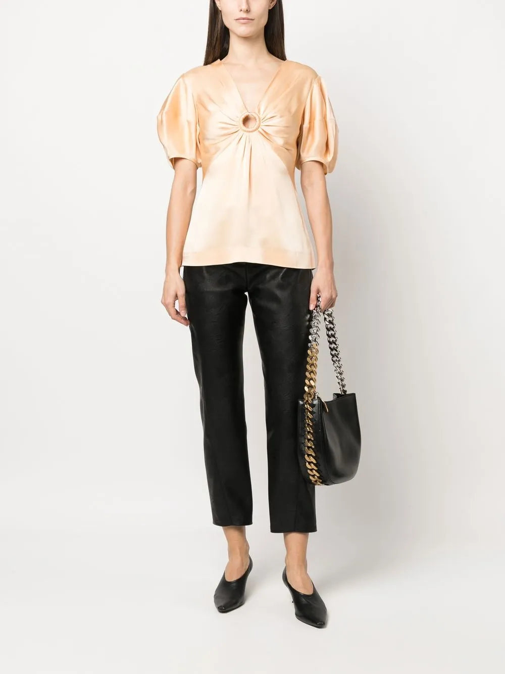 Puff-Sleeve Ruched Blouse