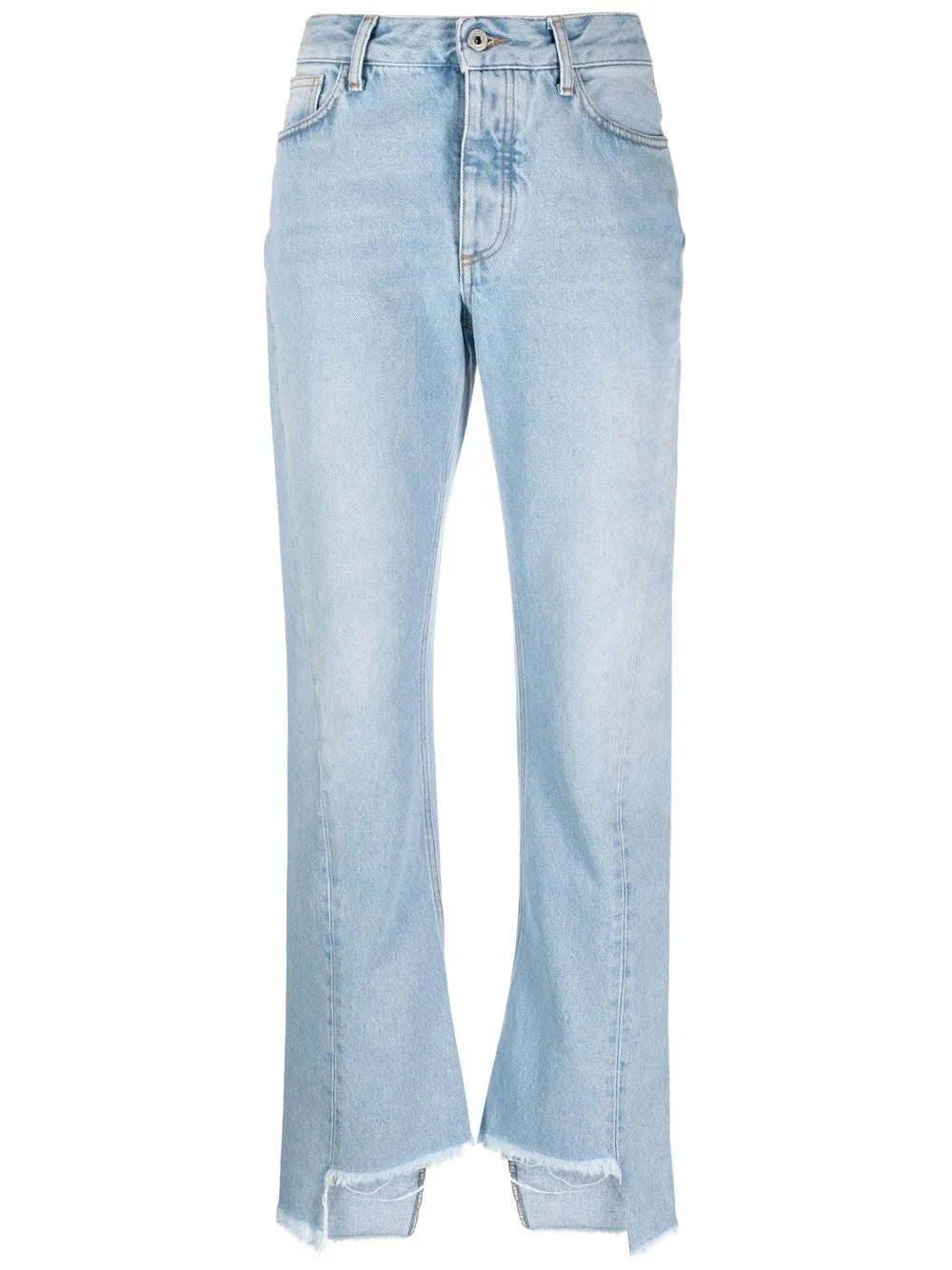 Frayed-Edge Straight-Leg Jeans