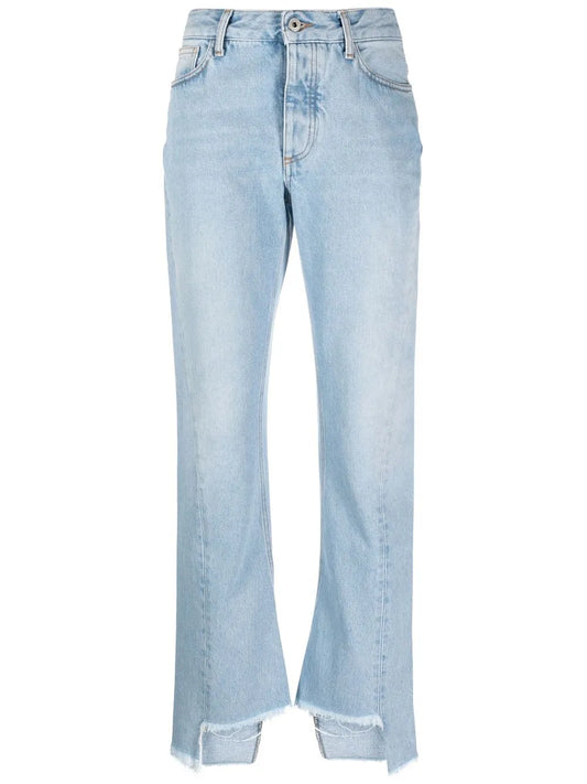 Frayed-Edge Straight-Leg Jeans