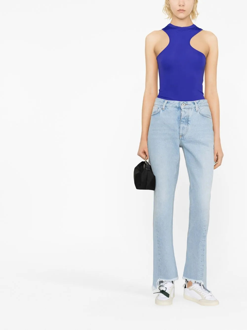 Frayed-Edge Straight-Leg Jeans