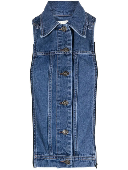 Button-Front Denim Vest