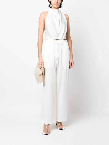 Drawstring Straight-Leg Trousers