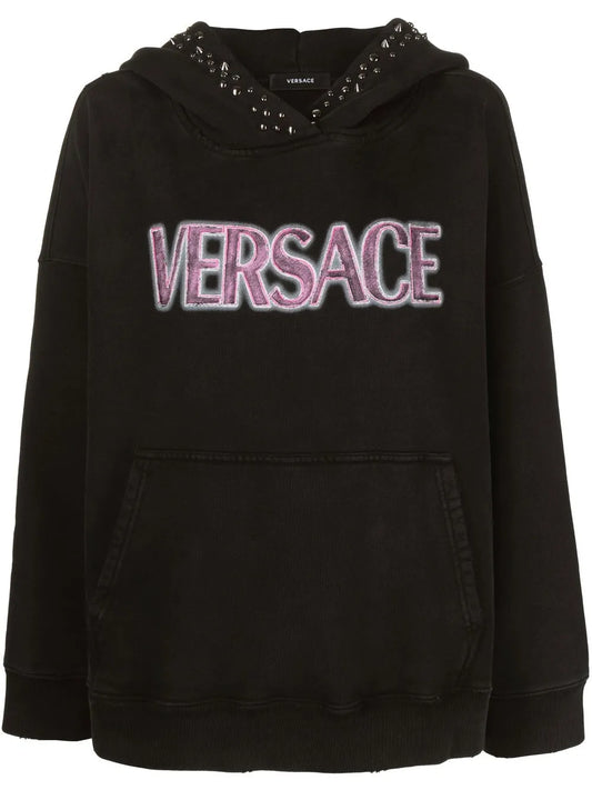 Logo-Print Studded Hoodie