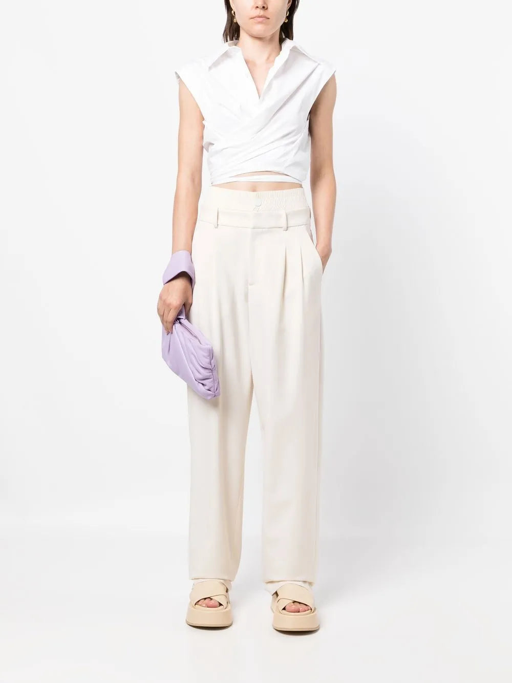 Double-Waist Straight-Leg Trousers