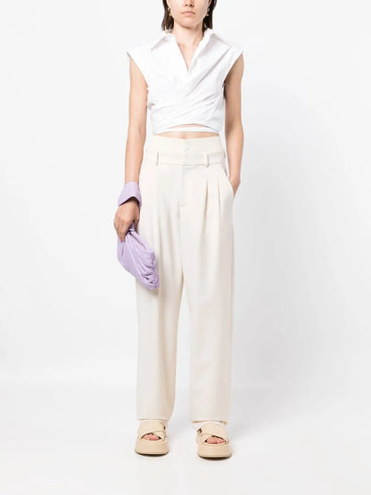 Double-Waist Straight-Leg Trousers