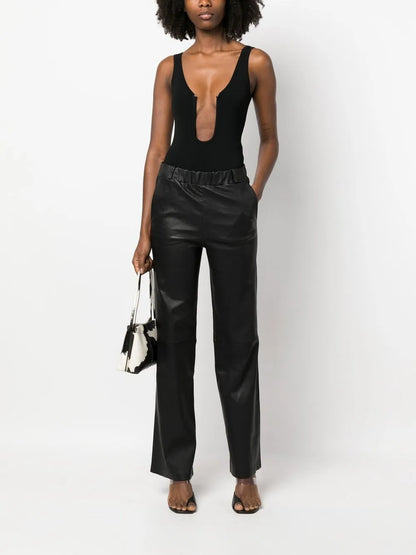 Straight-Leg Leather Trousers