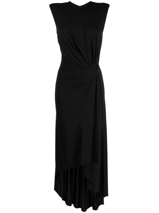 Shoulder-Pads Sleeveless Midi Dress