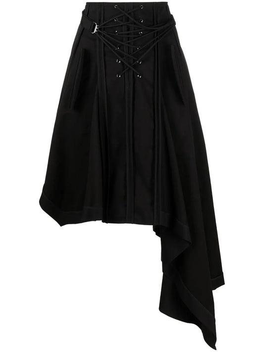 Lace-Up Asymmetric Skirt