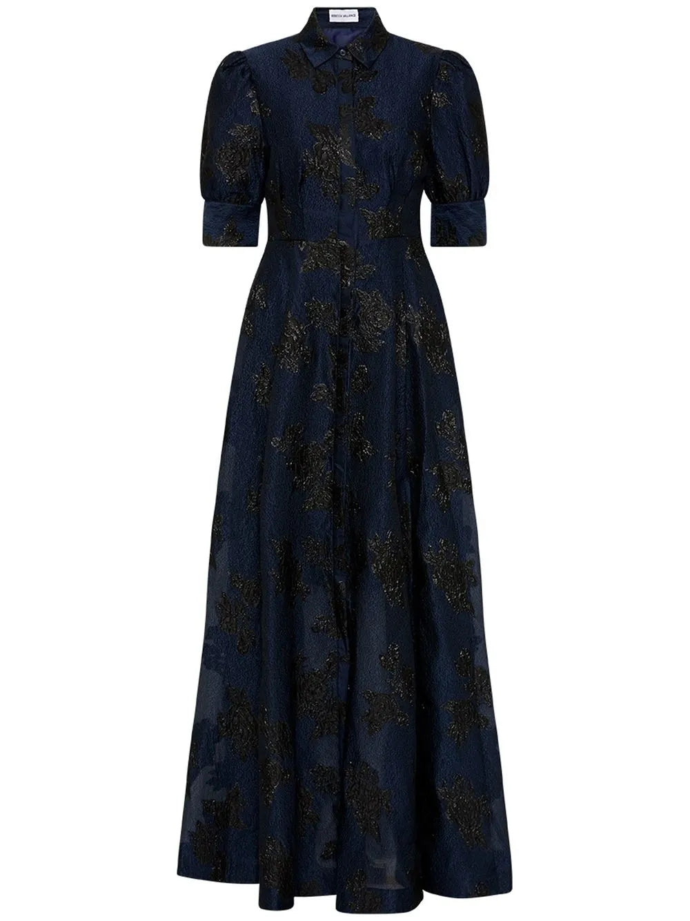 Antoinette Floral-Jacquard Gown