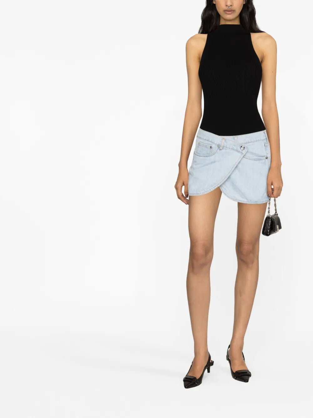 Asymmetric Denim Miniskirt