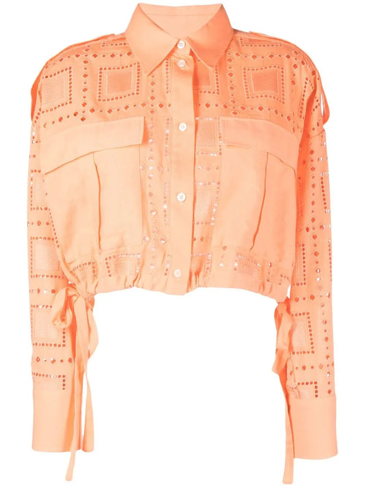 Broderie-Anglaise Cropped Shirt